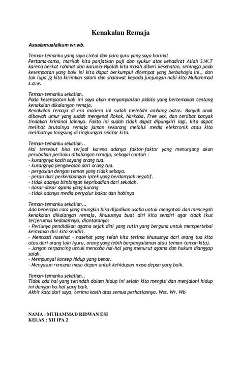 Contoh Pidato Kenakalan Remaja Tawuran Terbaik | Limongenc.com