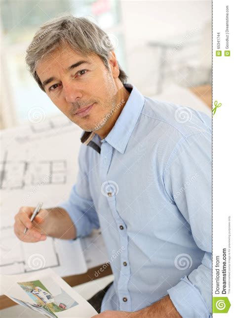 Architect Working At Office Stock Photo Image Of Business