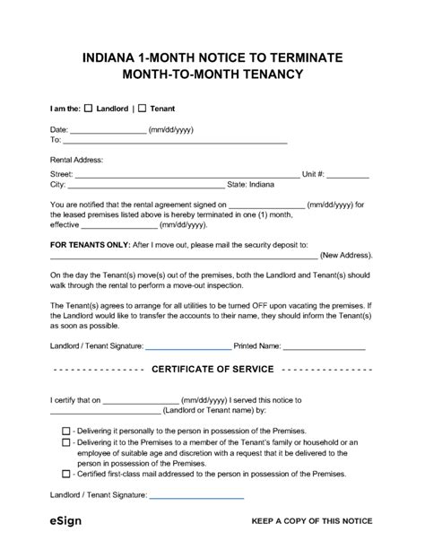 Free Indiana Eviction Notice Templates Laws Pdf Word
