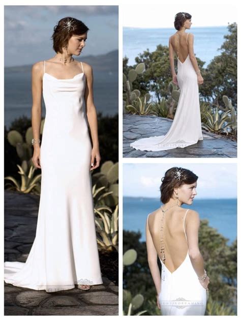 Sexy Formal Spaghetti Straps Square Neckline Deep Backless Wedding Dresses Weddbook