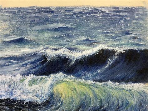 The Sea Colored Pencils On My Sketchbook Rdrawing
