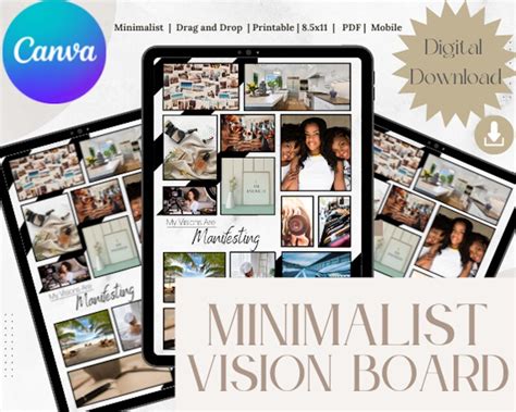 Digital Vision Board Template Canva Template Fully Editable Etsy