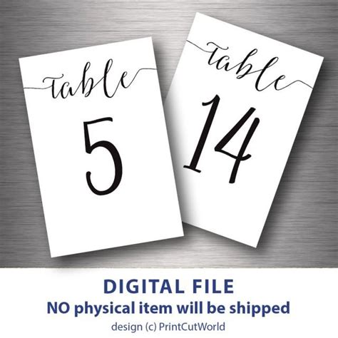 Table Numbers Printable 4x6 Classic Wedding Table Number 1 30 Instant
