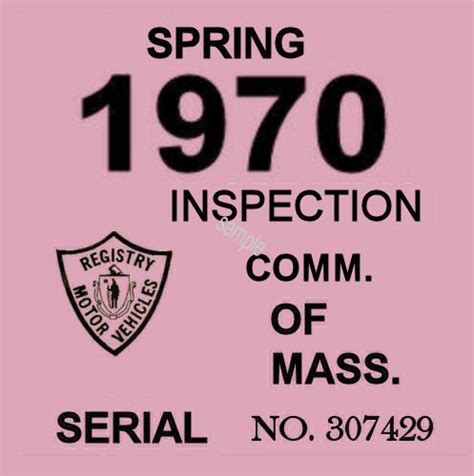 1970 Massachusetts Spring Inspection Sticker Bob Hoyts Classic