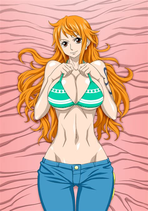 Nel Zel Formula Nami One Piece One Piece Highres 1girl Bare Arms Bare Shoulders Bed