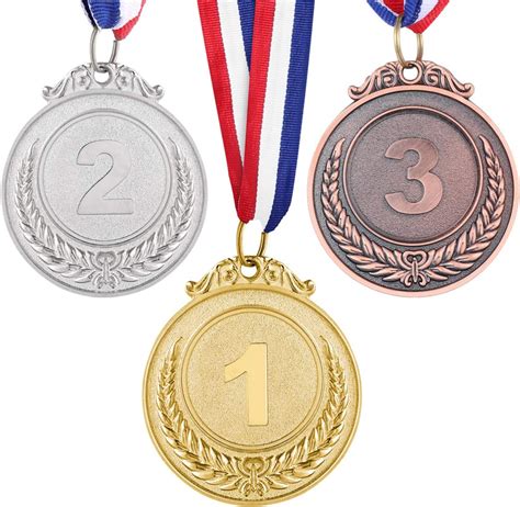 Toyvian 3pcs Metal Winner Gold Silver Award Medals With