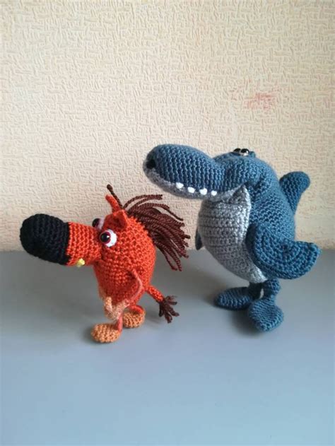 Sharko And Zig Crochet Shark Hyena Funny Toy Set Etsy