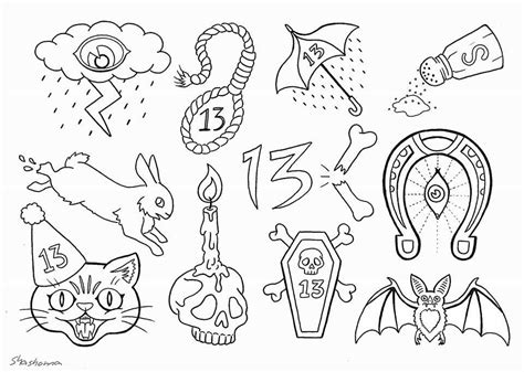 Friday The 13th Tattoo Flash Sheet By Shashonna Knecht Friday The 13th