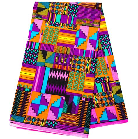 African Fabric Wholesale Kente Fabric Ankara Print Purple Pink Exclusive 6 Yards Kf347