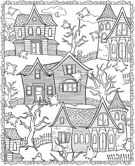 Easy and free to print haunted houses coloring pages for children. Haunted Houses Printable | Printable Halloween Coloring Pages For Adults | POPSUGAR Smart Living ...