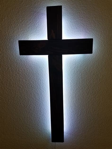 Wood Cross Led Light Up Backlit Wall Mount Handmade Etsy