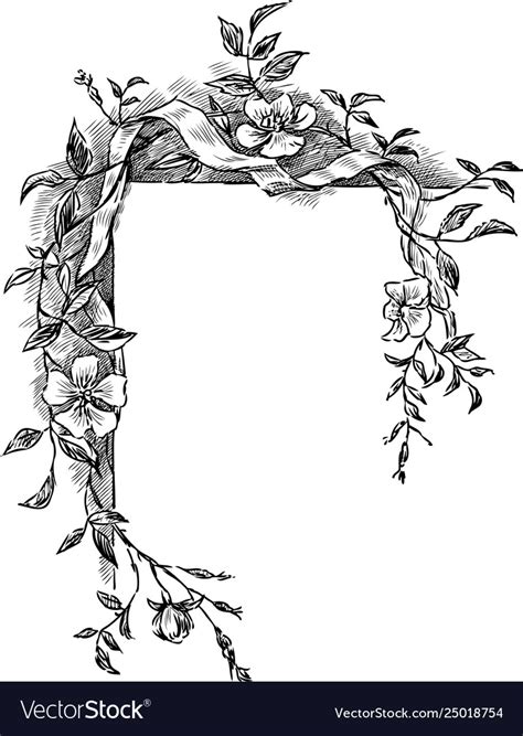 A Sketch Decorative Floral Frame Royalty Free Vector Image