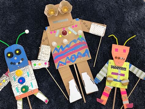 Make Cardboard Robot Puppets That Move Cardboard Robot