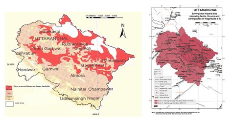 Landslide And Earthquake Hazard Map Of The State From Bmtpc Landslide