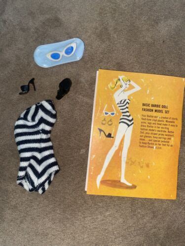 Vintage Barbie Black White Zebra Striped Swimsuit Bathing Suit