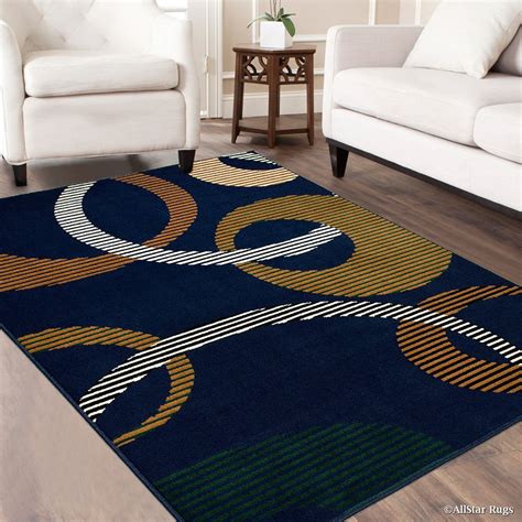 Allstar Blue Area Rug Contemporary Abstract Traditional Geometric