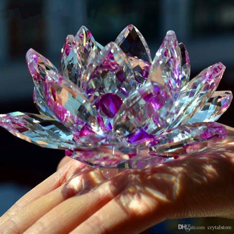 2021 Crystal Glass Lotus Flower Natural Stones And Minerals Feng Shui