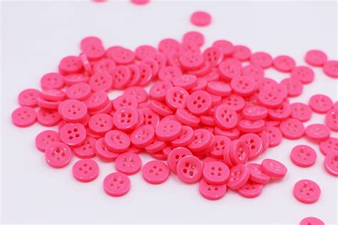 50 Neon Pink Buttons Resin Buttons Four Holes Buttons Etsy