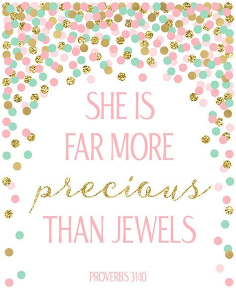 She Is Far More Precious Than Jewels Proverbs 3110 Pink Mint Etsy