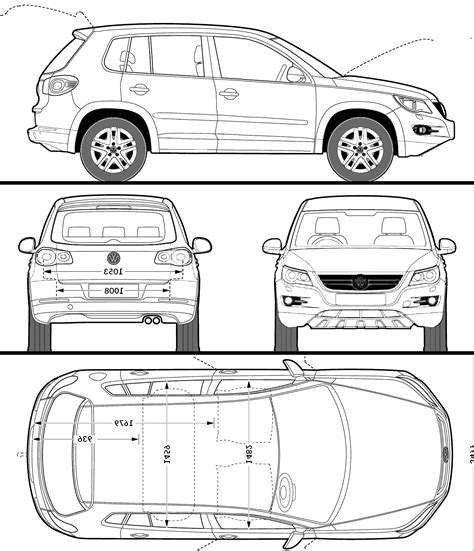 2009 Volkswagen Tiguan Suv Blueprints Free Outlines