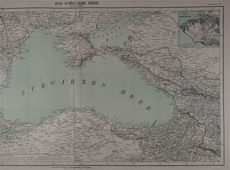 Das Schwarze Meer Grenzkolorierte Lithographierte Karte In Zwei