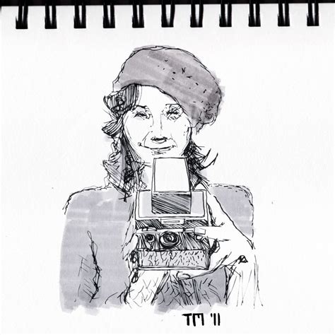 Sketch Of Girl With Vintage Polaroid Camera Girl With Vint Flickr