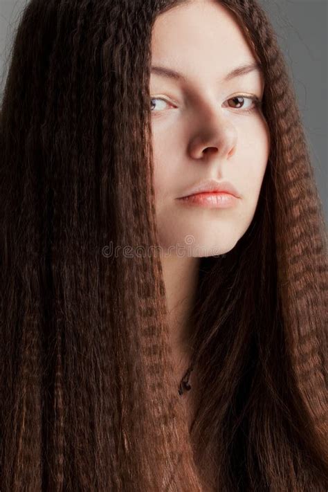 Beautiful Long Haired Young Woman Has A Dream Stock Photo Image Of