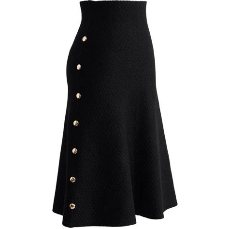 Chicwish Studs Waffle Knit Midi Skirt In Black Knit Midi Skirt