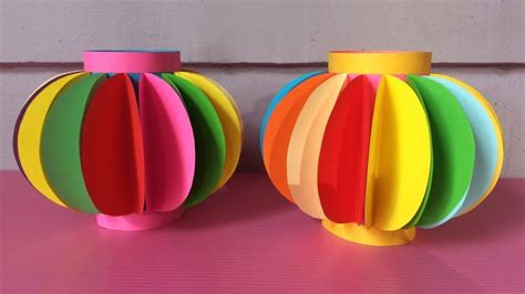 How To Make Lantern With Color Paper Diy Fancy Paper Lantern Making