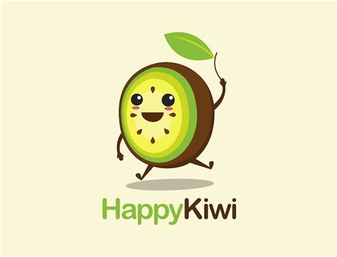 Premium Vector Happy Kiwi Cartoon Logo Template