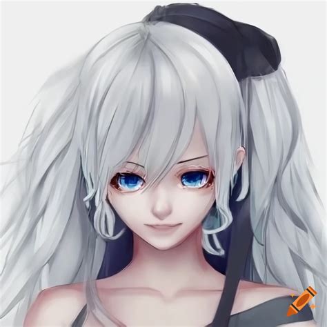woman with long white hair and pale eyes hand drawn 2d artstyle on craiyon
