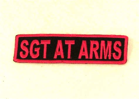 Sgt At Arms Pink On Black Small Patch Iron On For Biker Vest Sb744