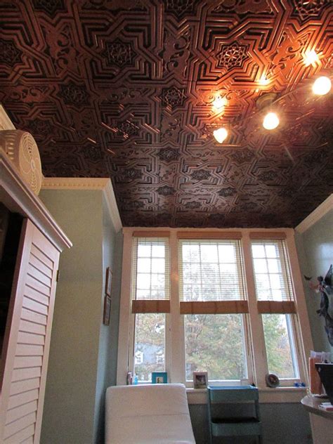 Simply cut with a scissors and the 2'x4' panels overlap with the next showing minimally visible seams. Bollywood - Faux Tin Ceiling Tiles - Glue up - 24″x24 ...
