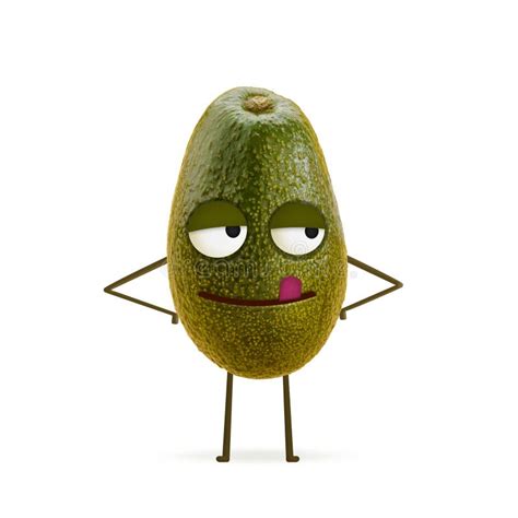 Avocado With Yummy Face With Licking Tongue And Blissful Eyes Stock