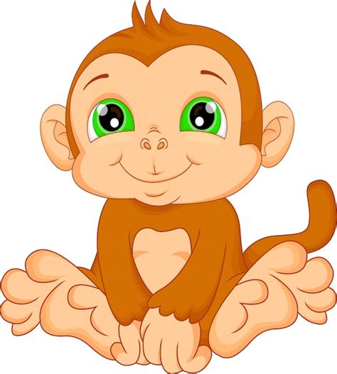 Cute Baby Monkey Cartoon Vector Premium Download