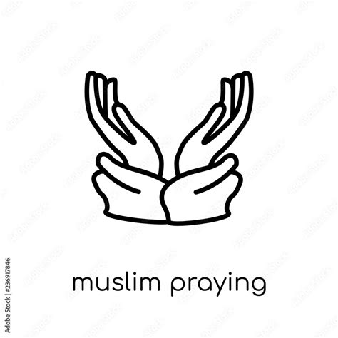 Muslim Praying Hands Icon Trendy Modern Flat Linear Vector Muslim
