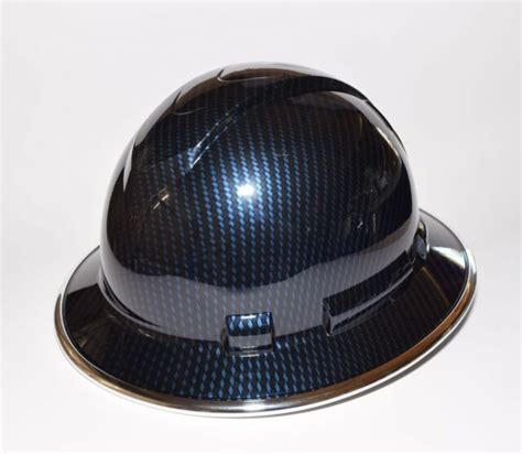 Bad Ass Custom Hard Hat Hydrodipped In Candy Blue Carbon W Chrome Brim Guard Ebay