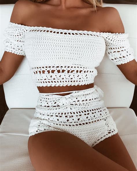 The Cutest Crochet Set Desire Crop Bottom Motif Bikini Crochet