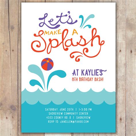 Splash Custom Digital Birthday Pool Party Invitation Invite