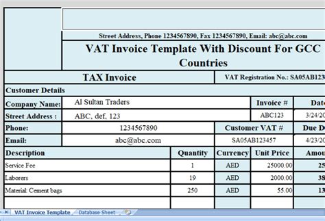 Gcc Vat With Discount Excel Template For Free