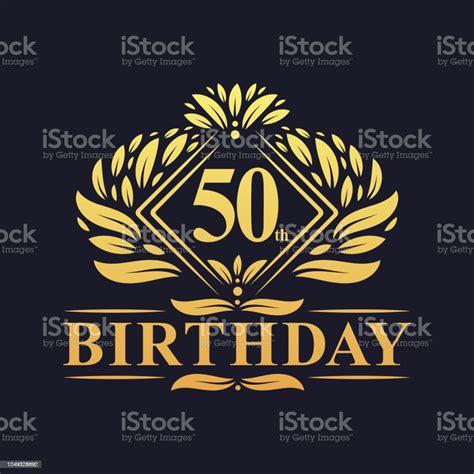 50 Years Birthday Logo Luxury Golden 50th Birthday Celebration Stock