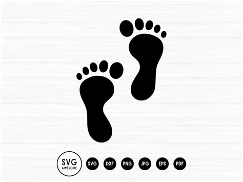 Feet Barefoot Footprint Toes Silhouette Shape Instant Download Eps