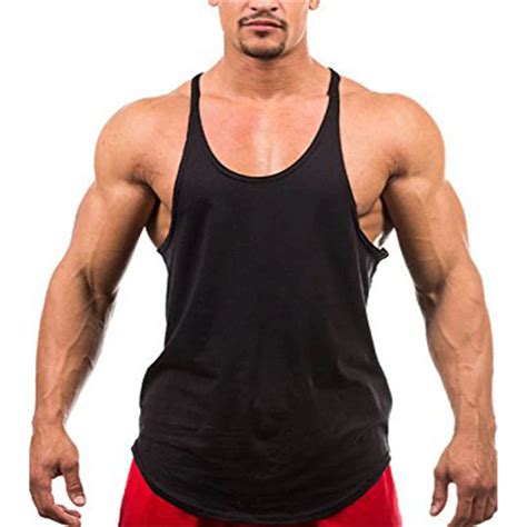 Muscleguys Blank Bodybuilding Stringer Tank Top Mens Solid Color Y Back Vest Gyms Singlets