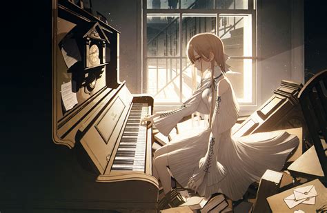 Anime Girls Anime Original Characters Piano Blond Hair Wanke Wallpaper