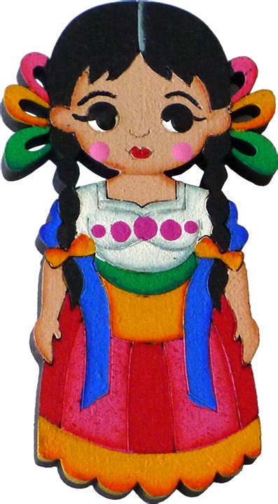 Michoacana Traditional Dress Magnet Wooden Mexican Doll Mexican