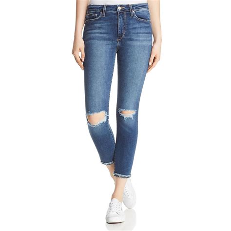 Joe S Jeans Womens Charlie Blue Distressed Crop Denim Skinny Jeans