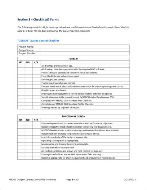 Free 19 Quality Checklist Samples And Templates In Pdf Ms Word
