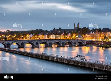 Netherlands Maastricht Maas Or Meuse River Bridge Called Sint Stock
