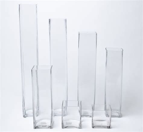 Tall Square Vases Clear Glass In Various Sizes Square Vase Vase Glass Vase