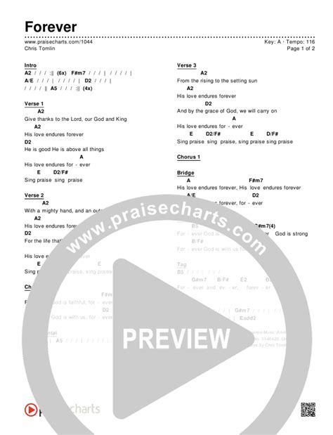 Forever Chords PDF Chris Tomlin PraiseCharts